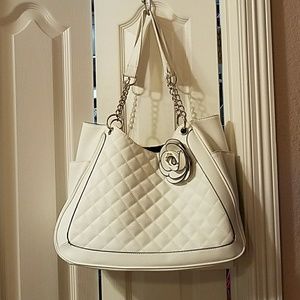 White faux leather shoulder bag